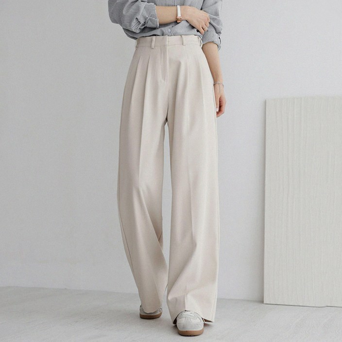 앤드스타일 여성용 숏/기본/롱 기장 맞춤 4탄 모던 핀턱 와이드 슬랙스 264381