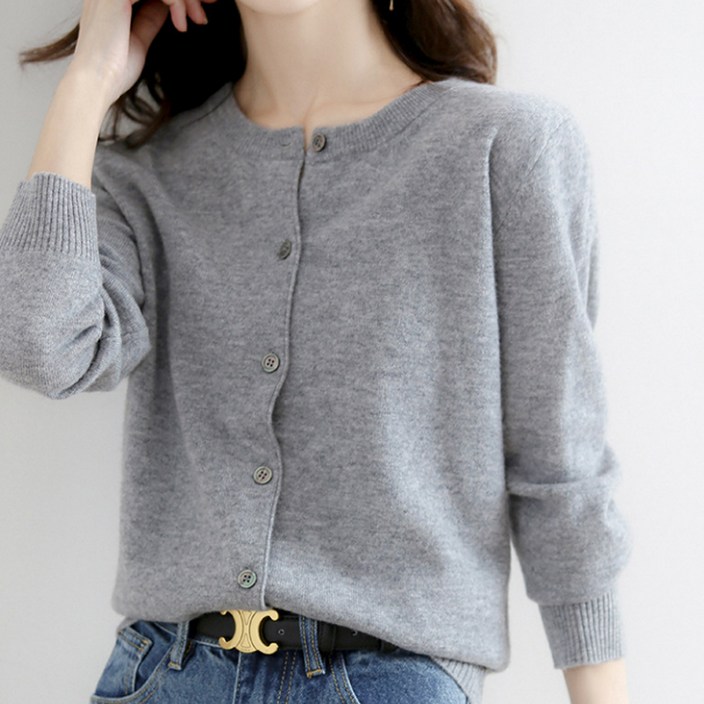 반야스토리 여성용 간절기 기본 니트 가디건 SS14A
