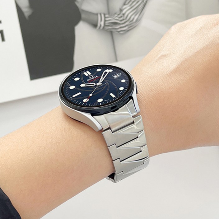 갤럭시 워치 7 6 5 4 클래식 호환 베른 메탈 스트랩, 아킴 베른 슬래시라인 메탈스트랩(세빌실버), 1개