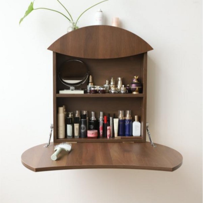 접이식 벽걸이 화장대 미니 원목 슬림 틈새 수납 다용도 선반