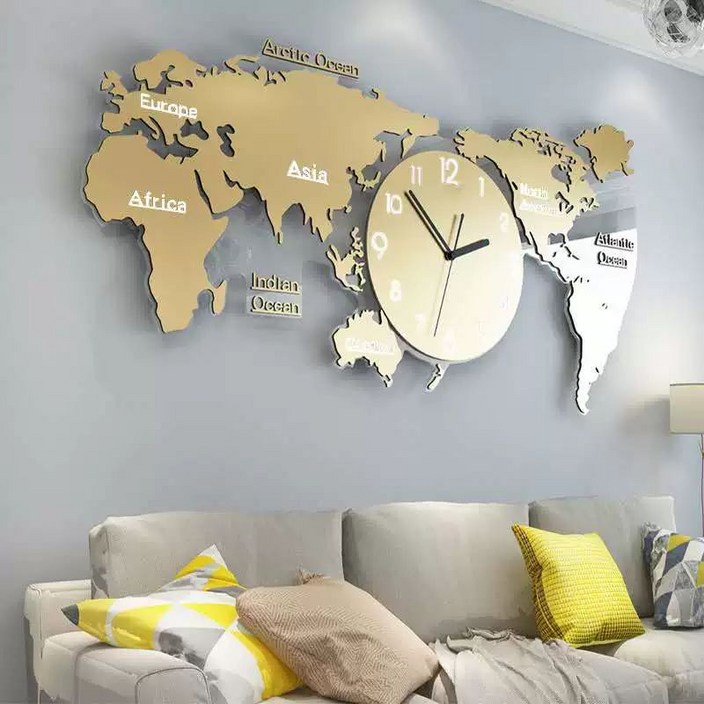 세계 지도 시계 유학원 집들이 아날로그 벽인테리어 교육용 무소음 인테리어