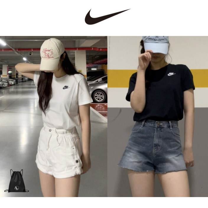 (백화점 정품) 나이키 반팔 티셔츠 여성 오리지널 클래식 스우시 로고 여름 여자 반팔티 면티 (스포젠가방)