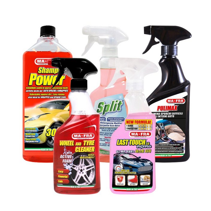 마프라 실속 초보자 5종 세트 (휠앤타이어클리너+카샴푸+물왁스+유리멀티세정제+실내멀티세정제), 1개