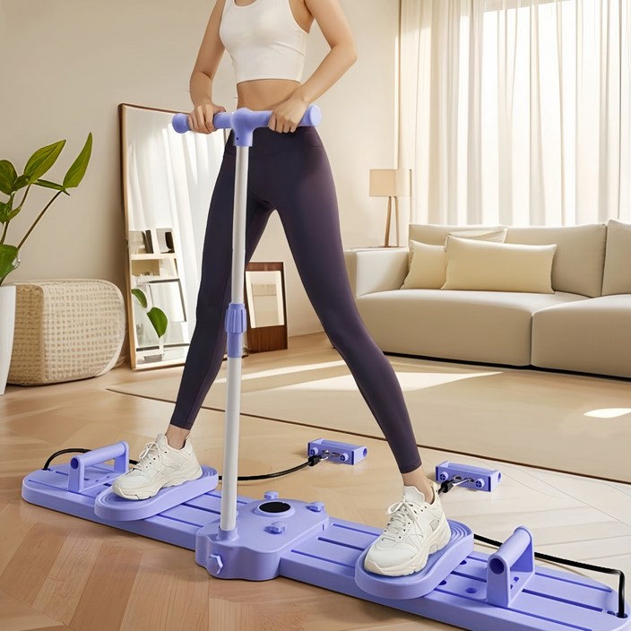 MeFun 스키 머신 홈트 기구 접이식 분리형 레그머신 슬라이드 하체 허박지 운동기구 손잡이탄력 밴드조절식 푸시업세트 포함, 퍼풀세트