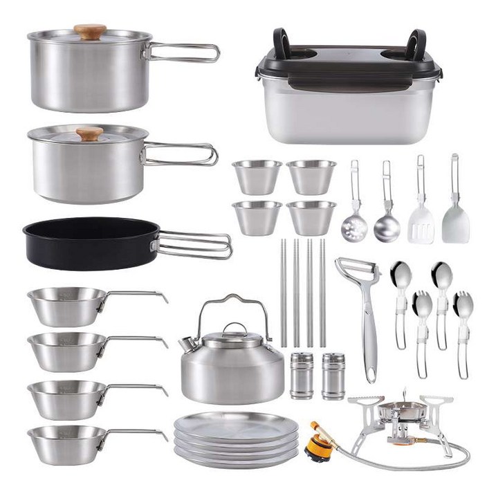 304 스텐 캠핑 냄비 후라이팬 코펠 키친툴 조리도구, 18종, 1개