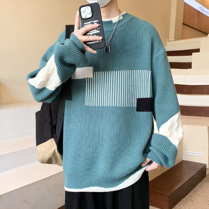 스타일닥터 남성 캐주얼 라운드 니트 스웨터 남성 패션 루즈핏 스웨터