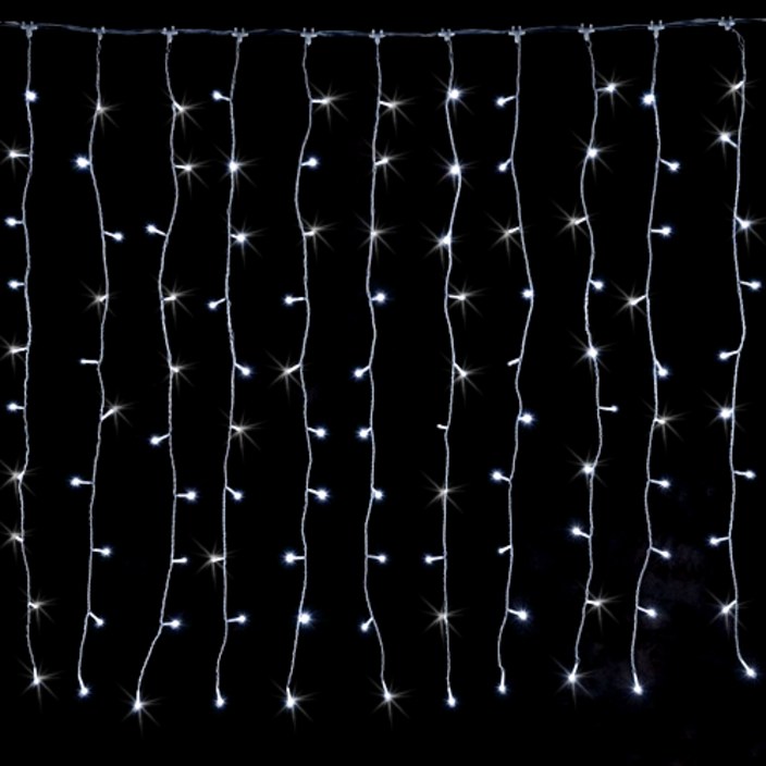 엘스토리몰 LED 커튼전구 1M 160구 3개  정류기 1개 크리스마스 트리 조명 전구, 검정선 백색 3개  정류기 1개, 1개