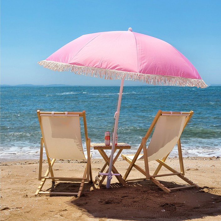 1.6M 핑크 감성 테슬 파라솔 캠핑 루프탑 테라스 야외 카페 비치, 핑크받침대 미포함