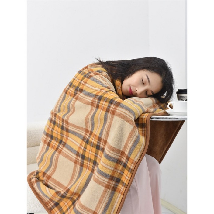 심플리미 24년New컬러 극세사 똑딱이 망토 담요+파우치, 1개, 브라운