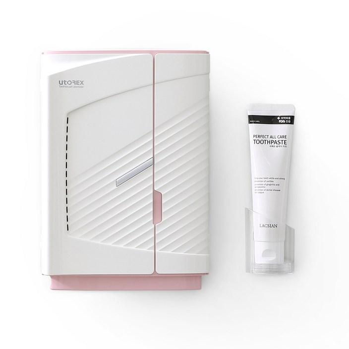 유토렉스 프라임 스마트 AI 칫솔 살균기 UV-C 자동 순환 칫솔 전체 살균 히팅 건조기 UTC-81UV, 핑크