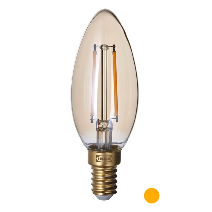 이케아 LED전구 E14 210루멘 샹들리에 디밍 밝기조절 전구색 룬놈 (테르나뷔)