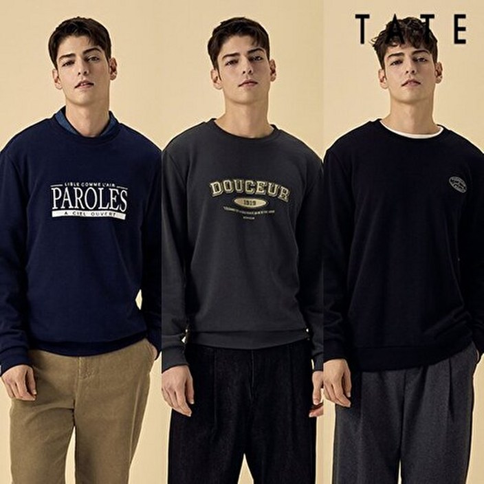 테이트 25FW 남성 아트웍 기모 스웻 티셔츠 3종