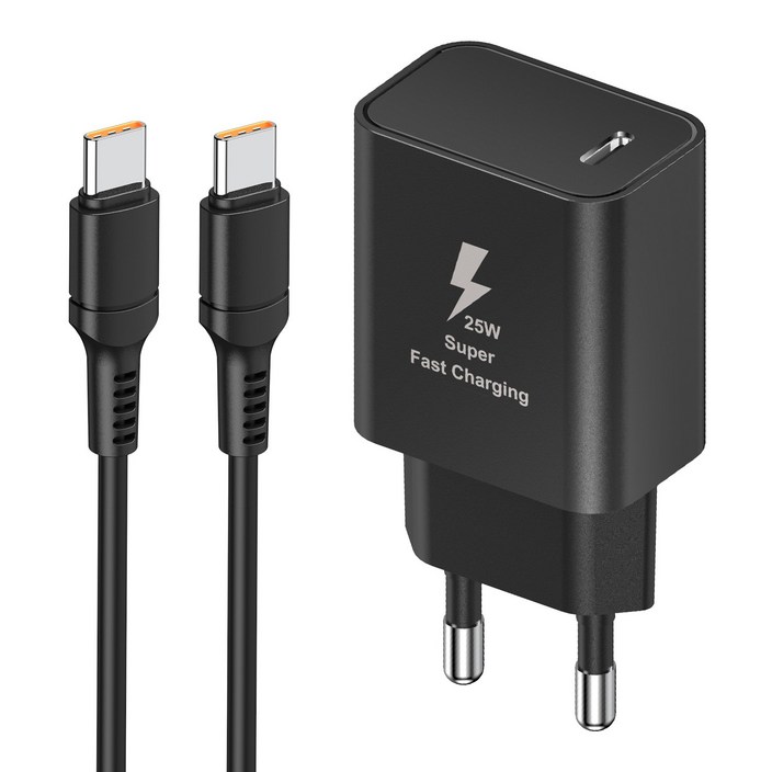 YINTO c타입 고속 충전기 25W PD3.0 PPS C TO C 1.5M 100w 케이블 세트, 1개, 블랙 YINTO c타입 고속 충전기 25W PD3.0 PPS C TO C 1.5M 100w 케이블 세트, 1개, 블랙