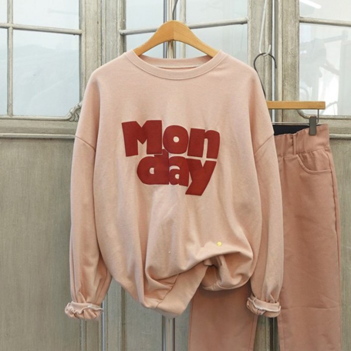 MON데이 프린팅 긴팔 봄 루즈핏 맨투맨