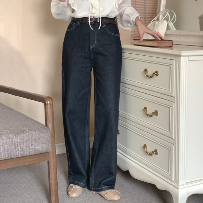 여성 논페이드 생지 스티치 스트레이트 여름 봄 가을  일자 데님 팬츠/페어논페이드생지데님+썸머페어논페이드생지데님팬츠