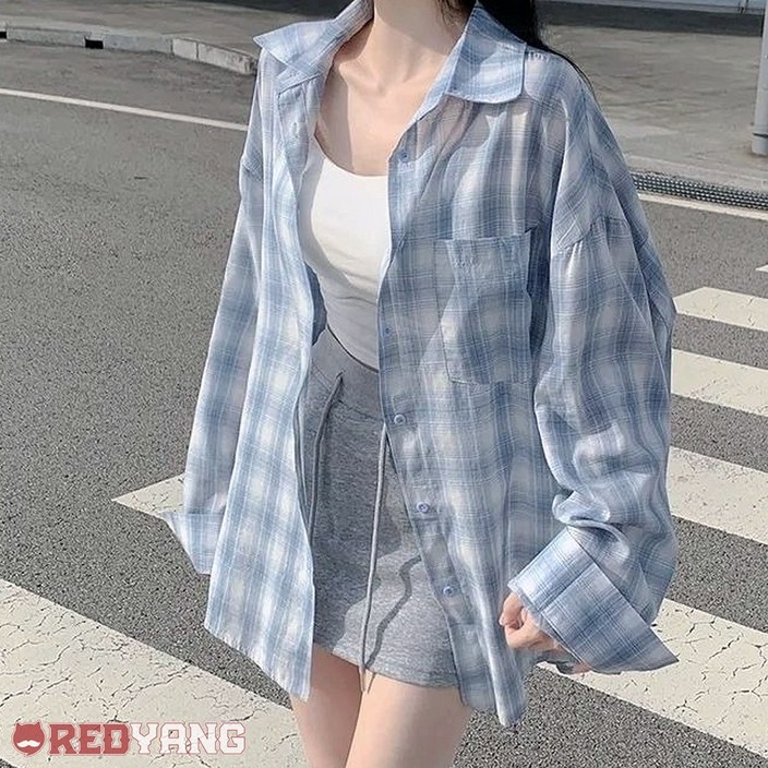 레드양 [살탐방지 2color] 파스텔 무드 체크 썸머 셔츠 빅사이즈