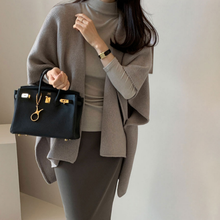 가무이 신상 루즈핏 레이어드 망토 스웨터 숄 니트 가디건 D273