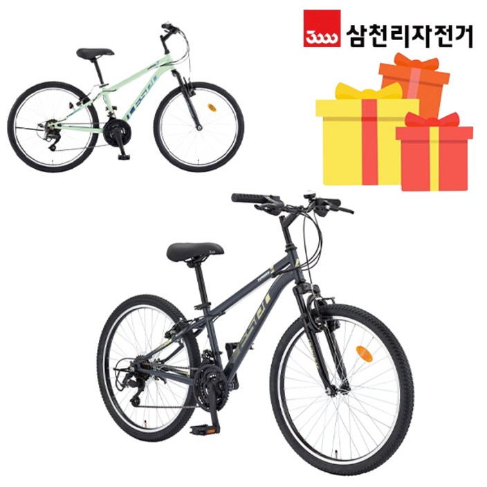 삼천리 완조립 2024 태풍 SF 24인치 21단 초등학생 주니어 MTB 자전거, 블랙, 1개