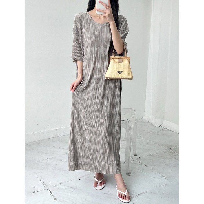굿띵즈 빅사이즈 넘버원 플리츠 주름 롱 원피스