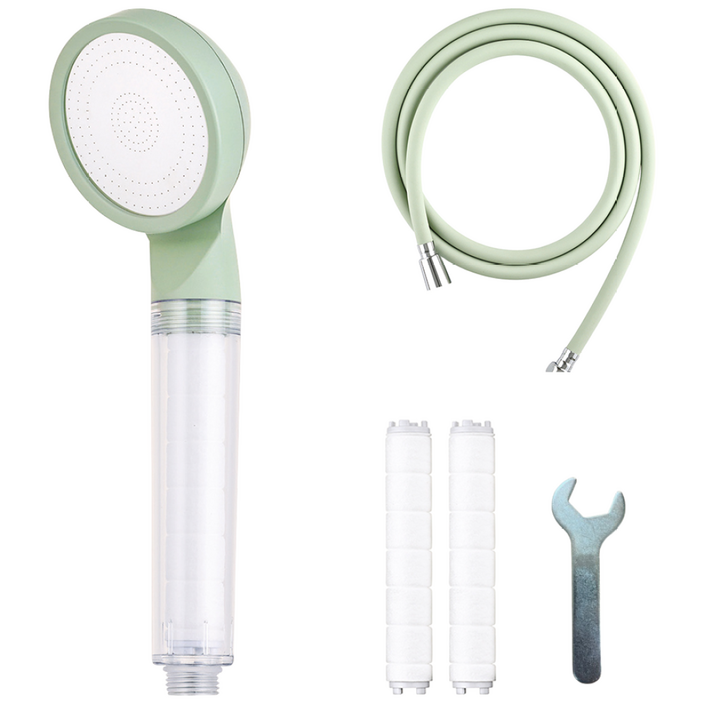 바스럽 국산 파스텔톤 필터 샤워기세트 2M [컬러 필터샤워기+PVC 샤워호스+필터 2p+스패너], 민트, 1세트