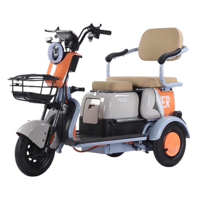 밸런트 안전한 삼륜 전동바이크 세발 전기스쿠터 출퇴근 고출력 리튬배터리 나들이 성인용, 소프트오렌지, a.800w_72v20a