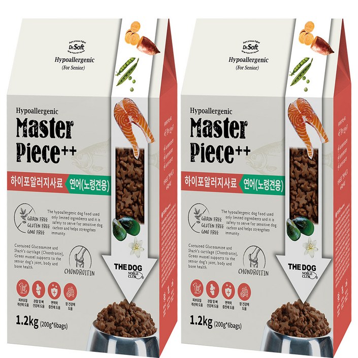 더독 노령견용 닥터소프트 명작 하이포알러지사료 연어 소프트사료 2p, 연어, 1.2kg, 2개 더독 노령견용 닥터소프트 명작 하이포알러지사료 연어 소프트사료 2p, 연어, 1.2kg, 2개