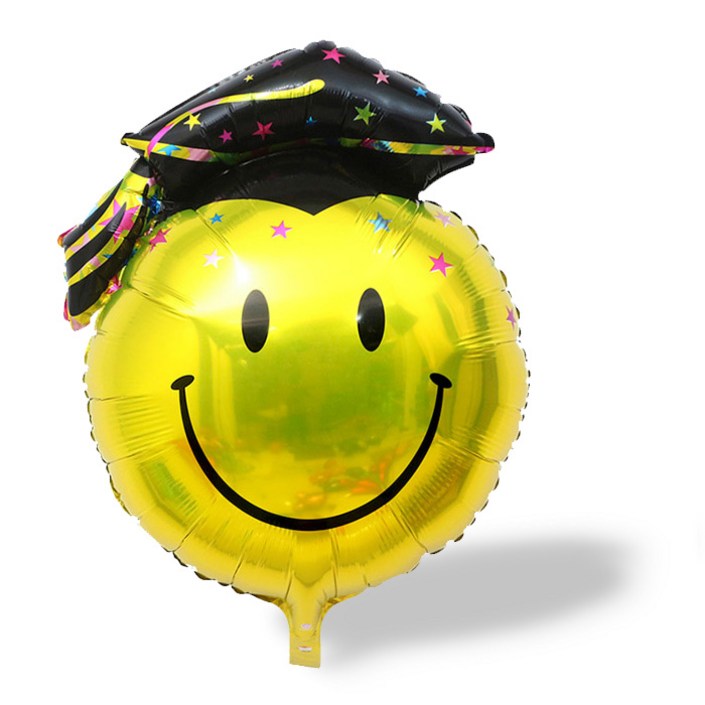 와우파티코리아 스마일 블랙 학사모 은박풍선 대