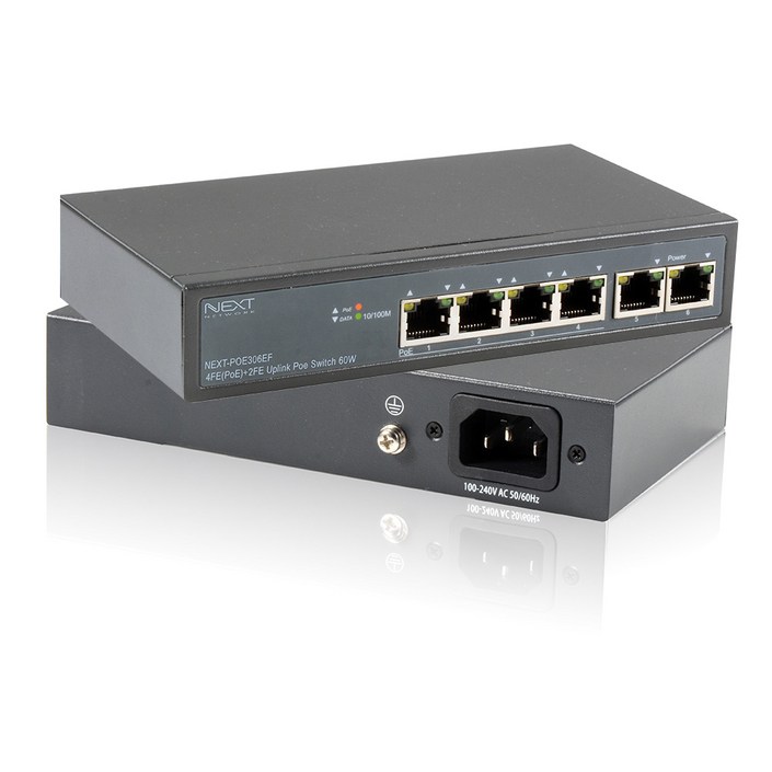 넥스트유 4포트 POE 업링크 2포트 스위칭허브, NEXTPOE306EF, 1개