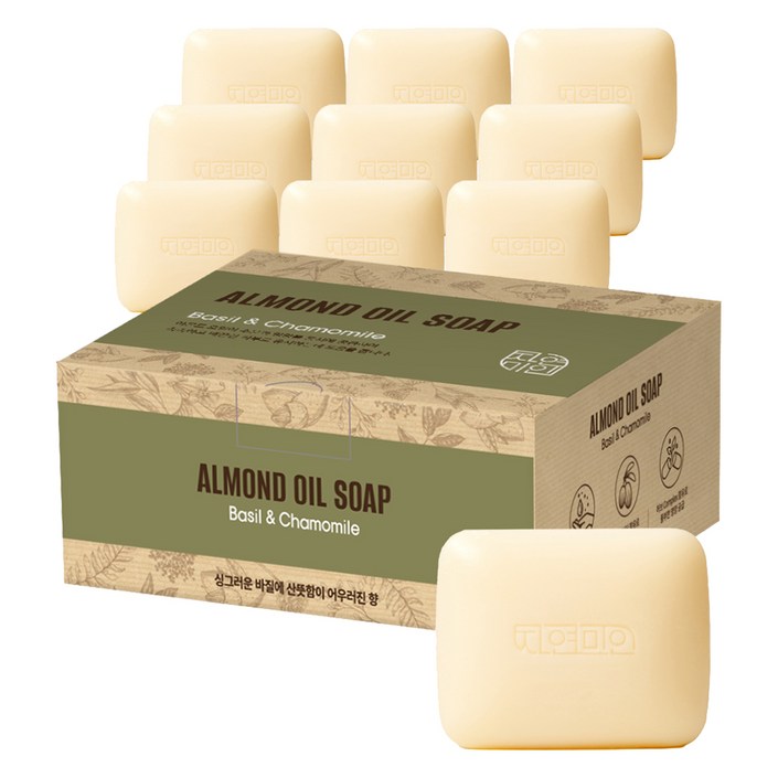 자연미인 무궁화 아몬드 오일 비누 바질카모마일, 90g, 10개입