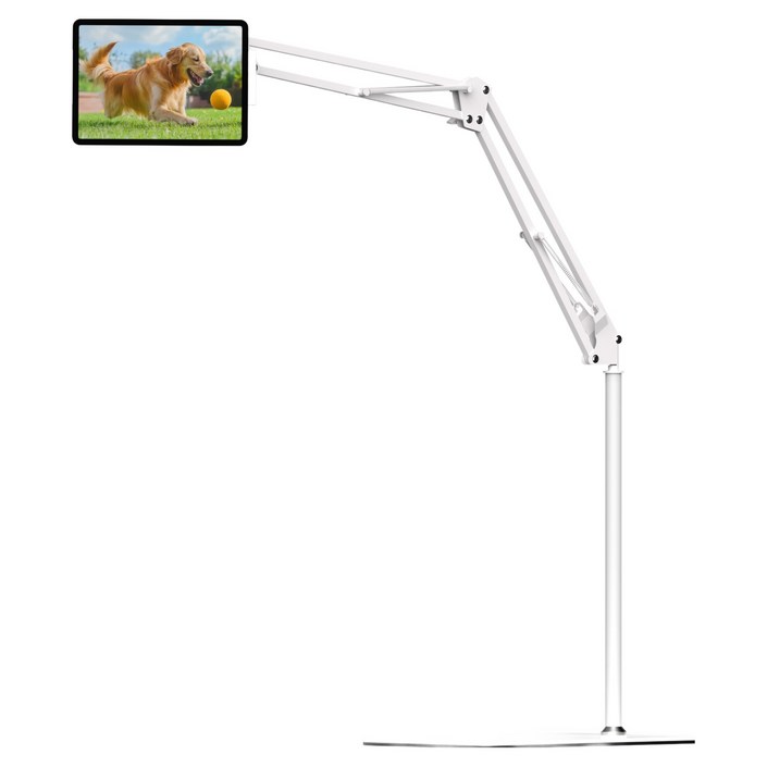 제이원 탄소강 접이식 자바라 스탠드 탭 패드 태블릿 스마트폰 침대 거치대 대형 155cm, 화이트, 1세트, JW-STND100