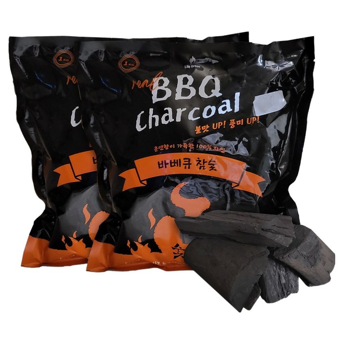 숯모아 바베큐 참숯 개별포장, 1kg, 2개