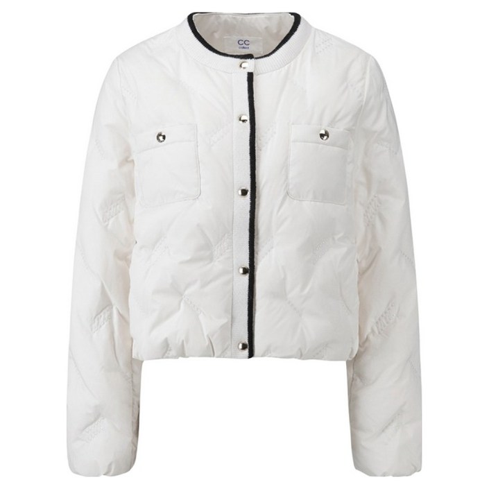 씨씨콜렉트 여성용 니트블록 칼라리스 구스 다운점퍼