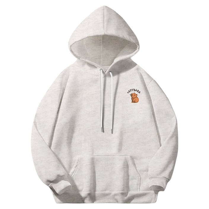 일루소 남녀공용 로고 카피바라 소프트 특양면 후드티