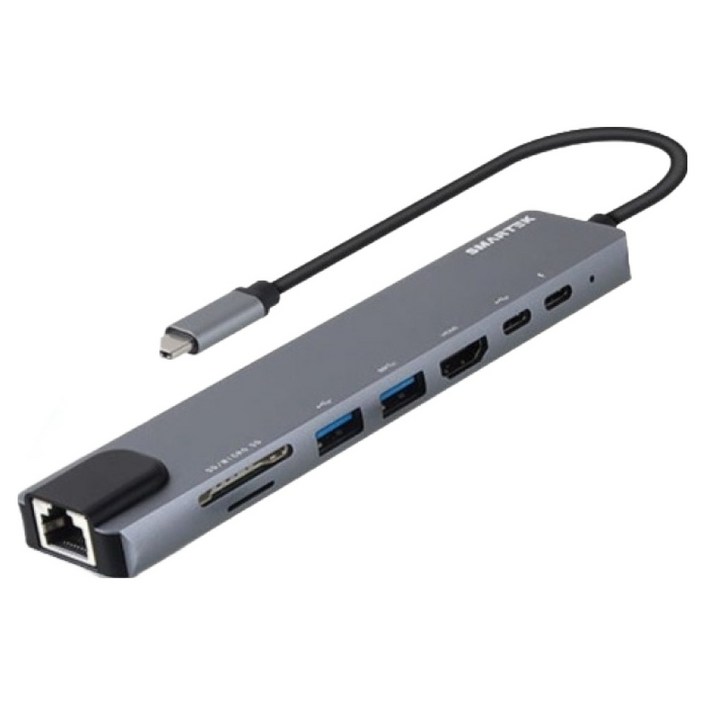 스마텍 C타입 8in1 멀티 허브 STAH800, 블랙, 1개