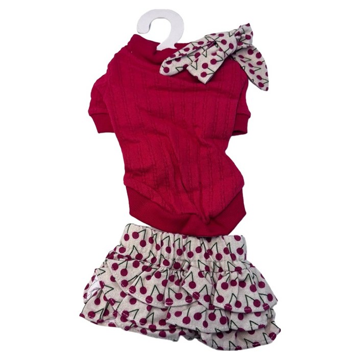 펫박스 반려동물 펫바디랩 의류 니트 스카프 스커트 세트