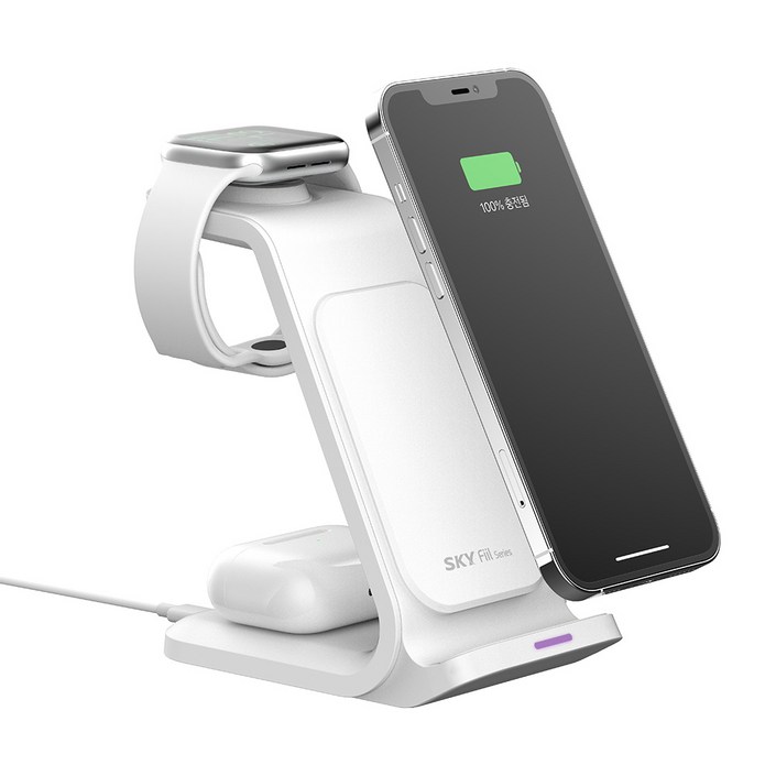 SKY 필 W55A 3in1 아이폰 애플워치 에어팟 20W 고속 무선충전 스탠드