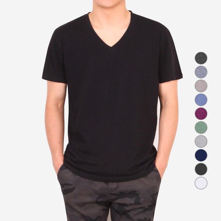 스타토리 심플 V넥 빅사이즈 통기성 반팔 티셔츠