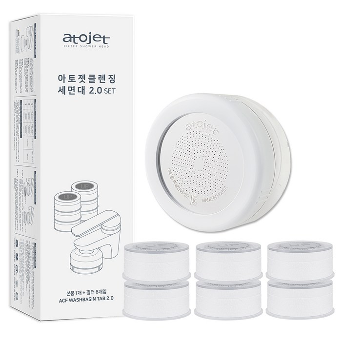 아토젯 클렌징 세면대 2.0 리필 필터 6p 세트, 단일 색상