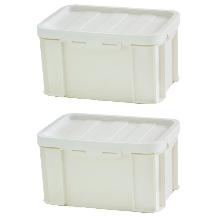 플라팜 국내 제조 탱크 밀폐 리빙박스, 아이보리, 2개