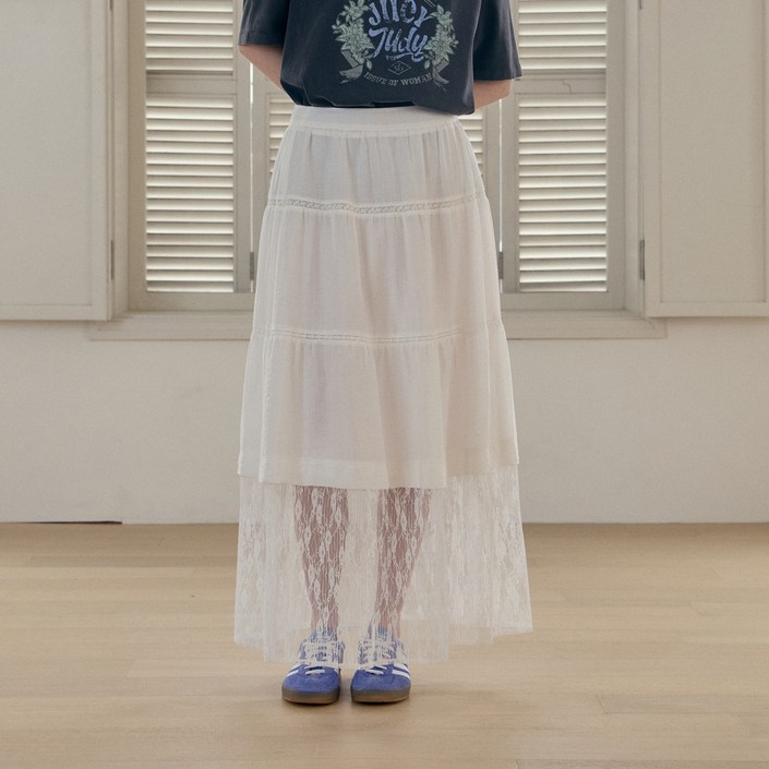 쥬시쥬디 여성용 레이스 티어드 스커트 JZSK324D