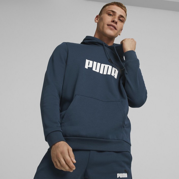 푸마 남성용 에센셜 2 COL 빅 로고 후디 FLESS 2 COL BIG HOODIE FL블루