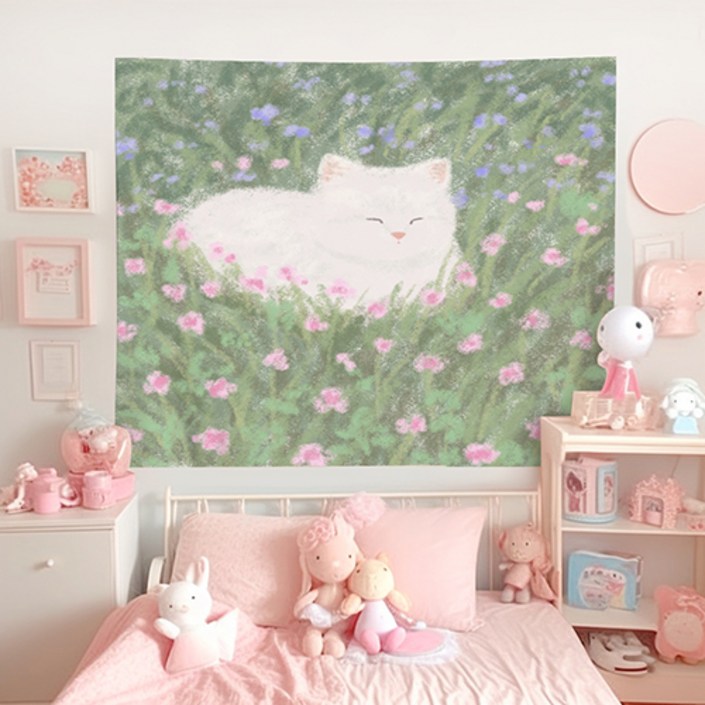 홈플로우 몽글몽글 감성 동물 홈인테리어 태피스트리