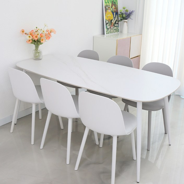 참갤러리 타원 1800 6인용 세라믹 식탁  의자 6p 방문설치