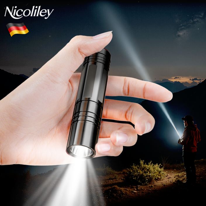 Nicoliley 충전식 led 손전등 방수랜턴 독일 미니 초강력 후레쉬