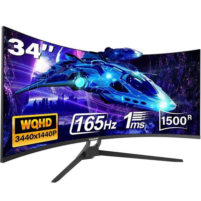 34인치 울트라 와이드 커브드 게이밍 모니터 1500R, 4k, UWQHD, 165hz, 219 와일드 커브드 모니터, Gawfolk 특가 할인중