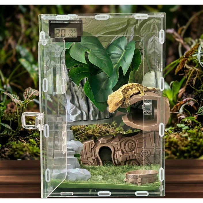 테라돔 도마뱀 사육장 아크릴 세트 게코 크레 은신처 파충류 토템하우스
