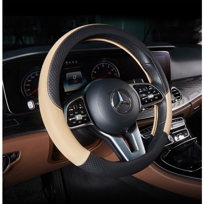 강블리라이프 차량용 프리미엄 핸들커버 Blue  beige