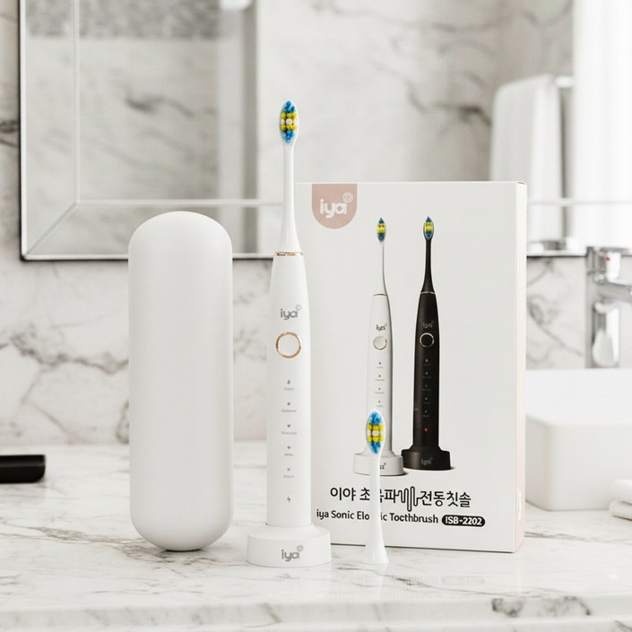 IYA 이야 음파 전동칫솔 ISB-2202 초음파 교정 치석 미백 휴대용 칫솔, 이야 음파 전동칫솔 ISB-2202 화이트, 1개