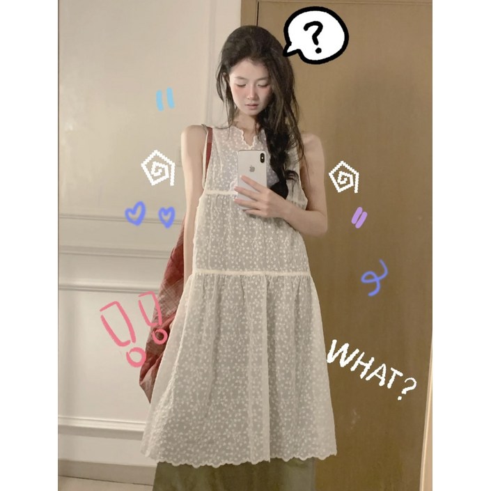 원피스 한국판 감미로운 루즈핏 나시 스커트와 레이스 스커트 코트