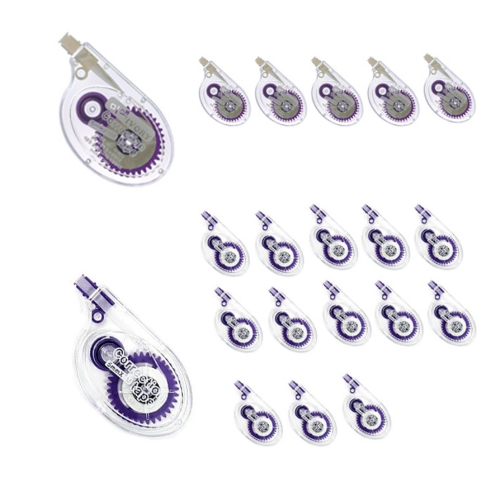 미색노트용 롱 수정테이프 8m, 20개, 미색6개백색14개혼합보라